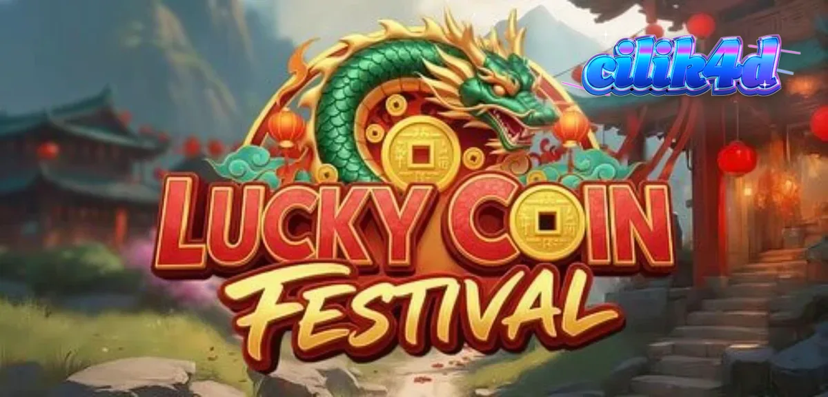 Lucky Coin Festival slot interface dengan simbol koin emas dan lentera